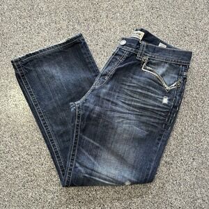 MEK Denim Jeans Mens 36x32 La Habana Boot Cut  Flap Pockets Thick Stitch